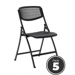Pack 5 sillas plegables modelo SEUL de Euromof estructura de acero en color negra