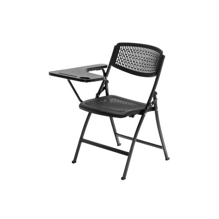 Pack 4 sillas plegables SEUL de Euromof con pala derecha, estructura de acero, color negro