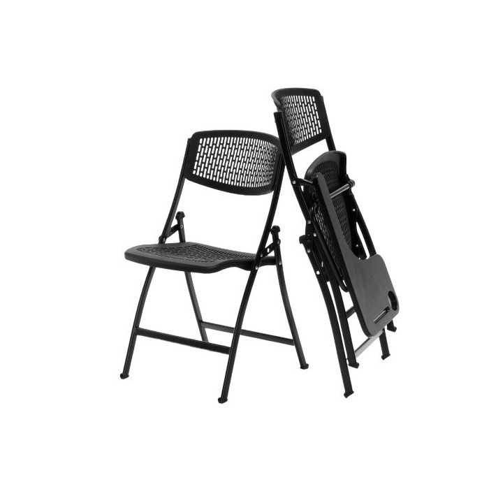 Pack 4 sillas plegables SEUL de Euromof con pala derecha, estructura de acero, color negro