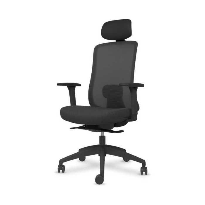 Silla ergonómica de oficina modelo Lando con cabezal, brazos regulables, mecanismo SYNCRO