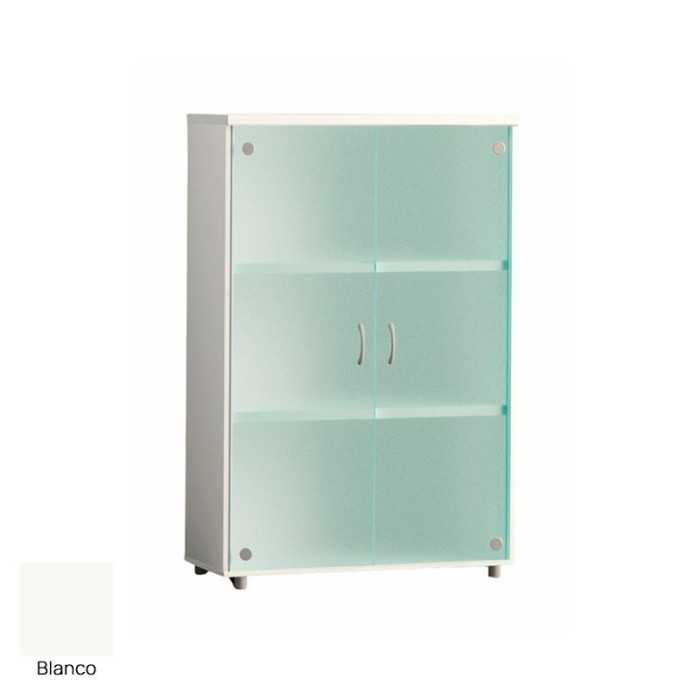 Armario de oficina medio serie MOB, con puertas de cristal