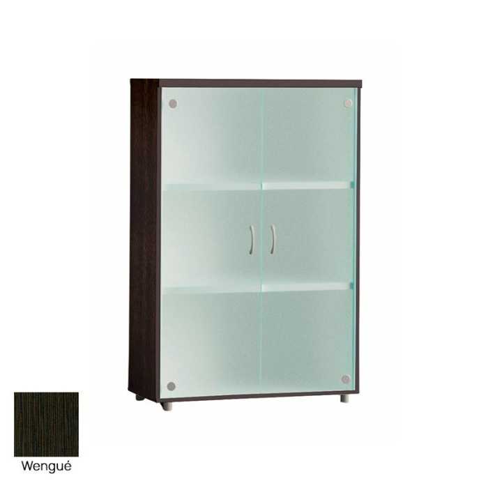 Armario de oficina medio serie MOB, con puertas de cristal