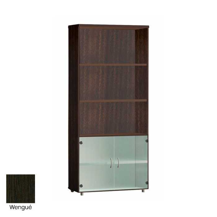 Armario de oficina alto serie MOB, con puertas bajas de cristal 