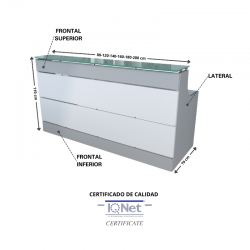 Mostrador recepción ISLA, recto con encimera de cristal