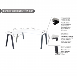 Mesa de oficina ATRIO, patas metálicas abiertas, tablero en blanco u olmo, fondo 80 cm