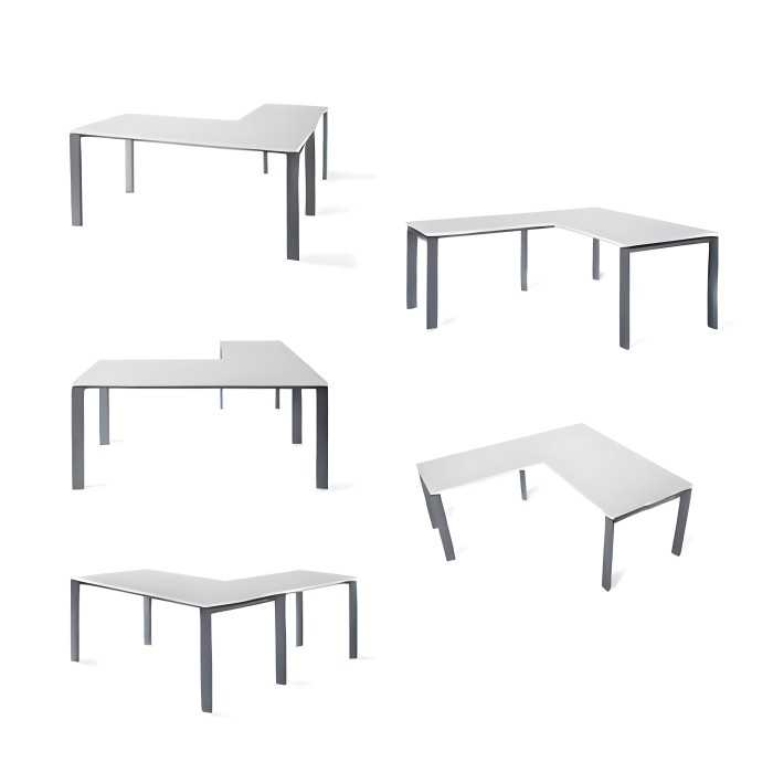 Mesa de oficina PORTICO + ala derecha, estructura metálica