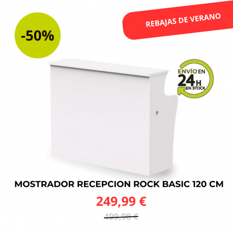 Mostrador de Recepción ROCK BÁSICO 120 cm, color blanco, con pasacables