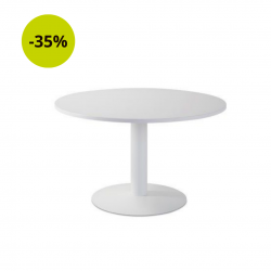 Mesa de reunión redonda pie metálico Blanco/Olmo de 110 CM