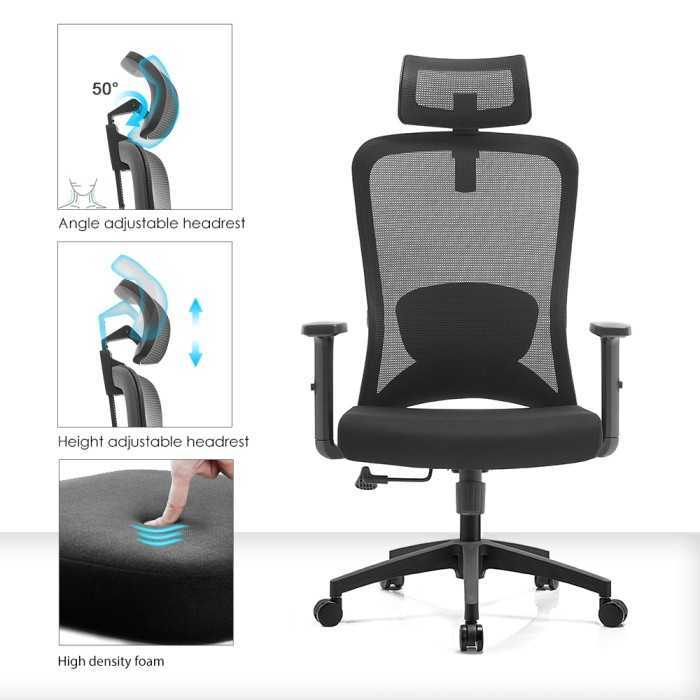 Silla ergonómica de oficina con respaldo de malla, brazos regulables y refuerzo lumbar