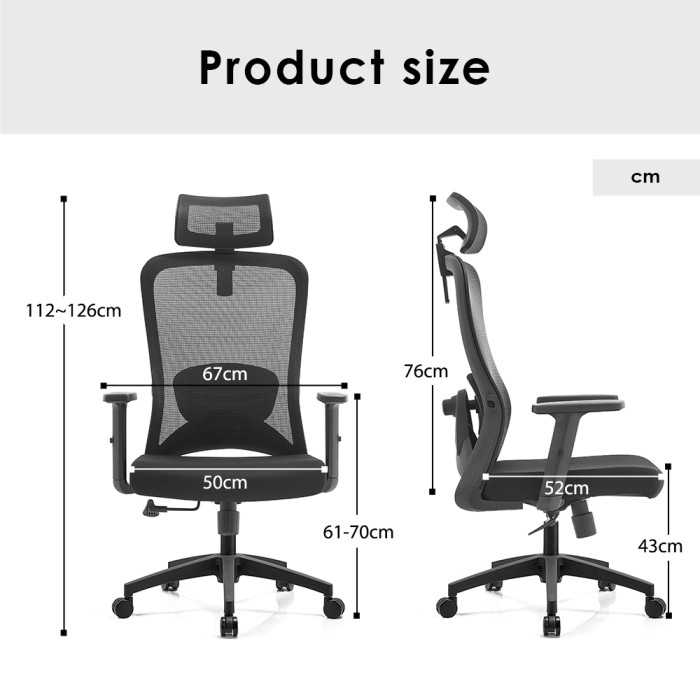 Silla ergonómica de oficina con respaldo de malla, brazos regulables y refuerzo lumbar