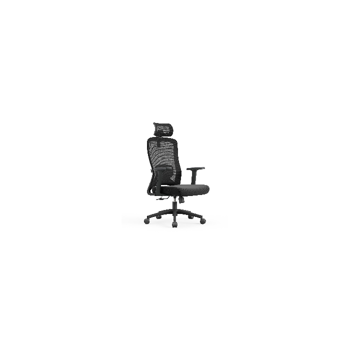 Silla ergonómica de oficina con respaldo de malla, brazos regulables y refuerzo lumbar