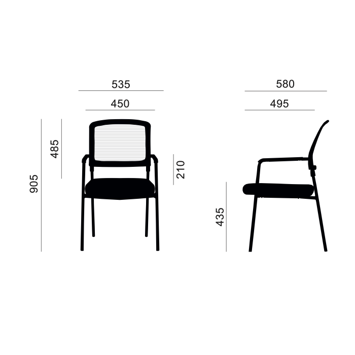 Pack 4 Sillas confidente apilable modelo NAIROBI de Euromof, negra
