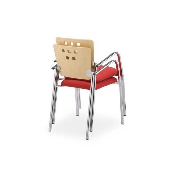 Silla confidente SELENE 1, respaldo de madera detalle perforado
