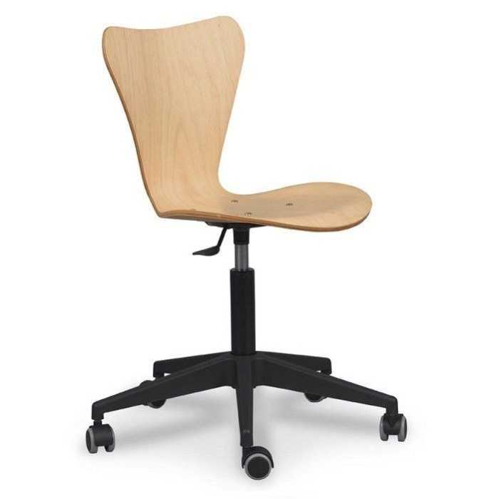 Silla de oficina VERTICE 3, giratoria con ruedas, madera, sin brazos