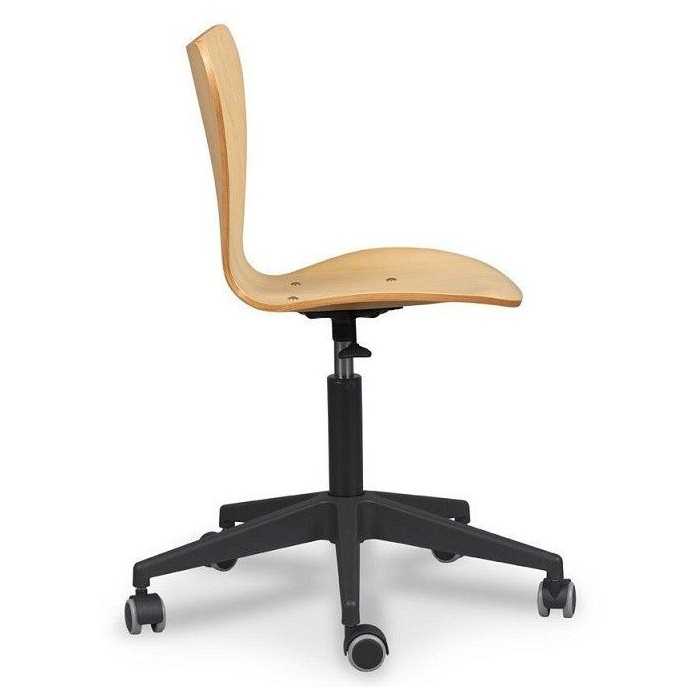 Silla de oficina VERTICE 3, giratoria con ruedas, madera, sin brazos