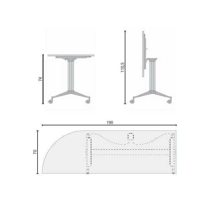 Mesa colectividad plegable NET Rectangular con angulo