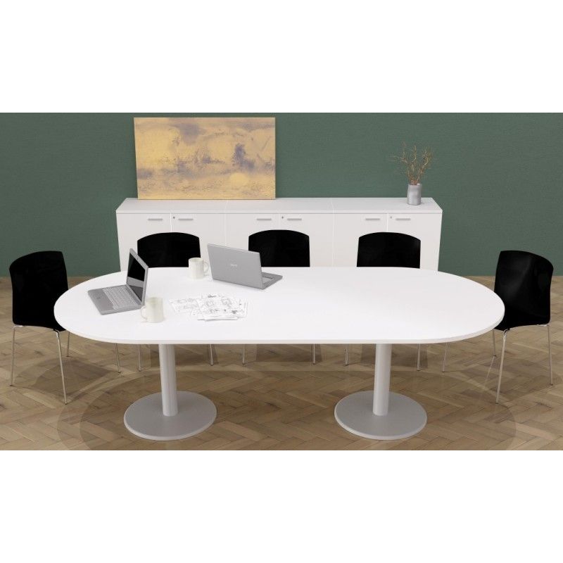 Mesa de reunión 8 personas modelo Zafiro forma ovalada y 2 pies metálicos