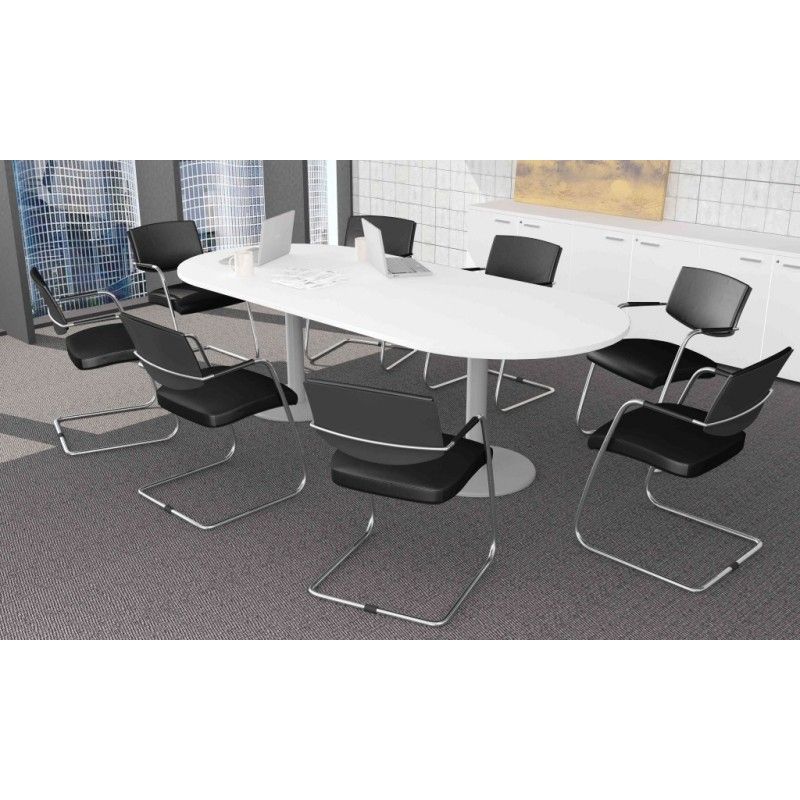 Mesa de reunión 8 personas modelo Zafiro forma ovalada y 2 pies metálicos