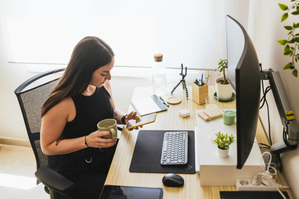 Computer Programmer Woman. Tech Guru: Dedicated Woman Telecommuting as a Skilled Software Developer
