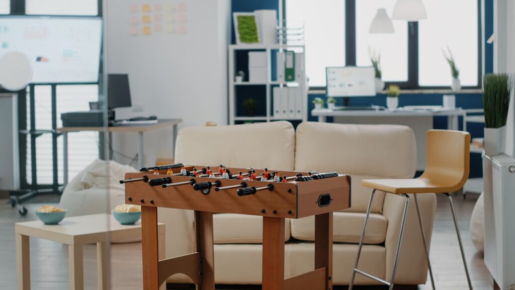 Empty business office decorated to celebrate party with drinks