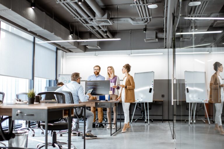 People working in the modern office